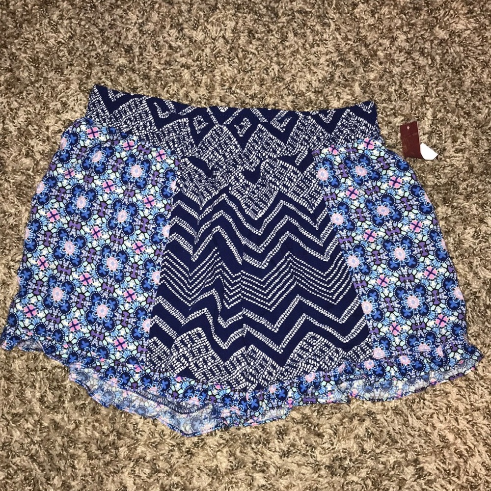 blue material shorts